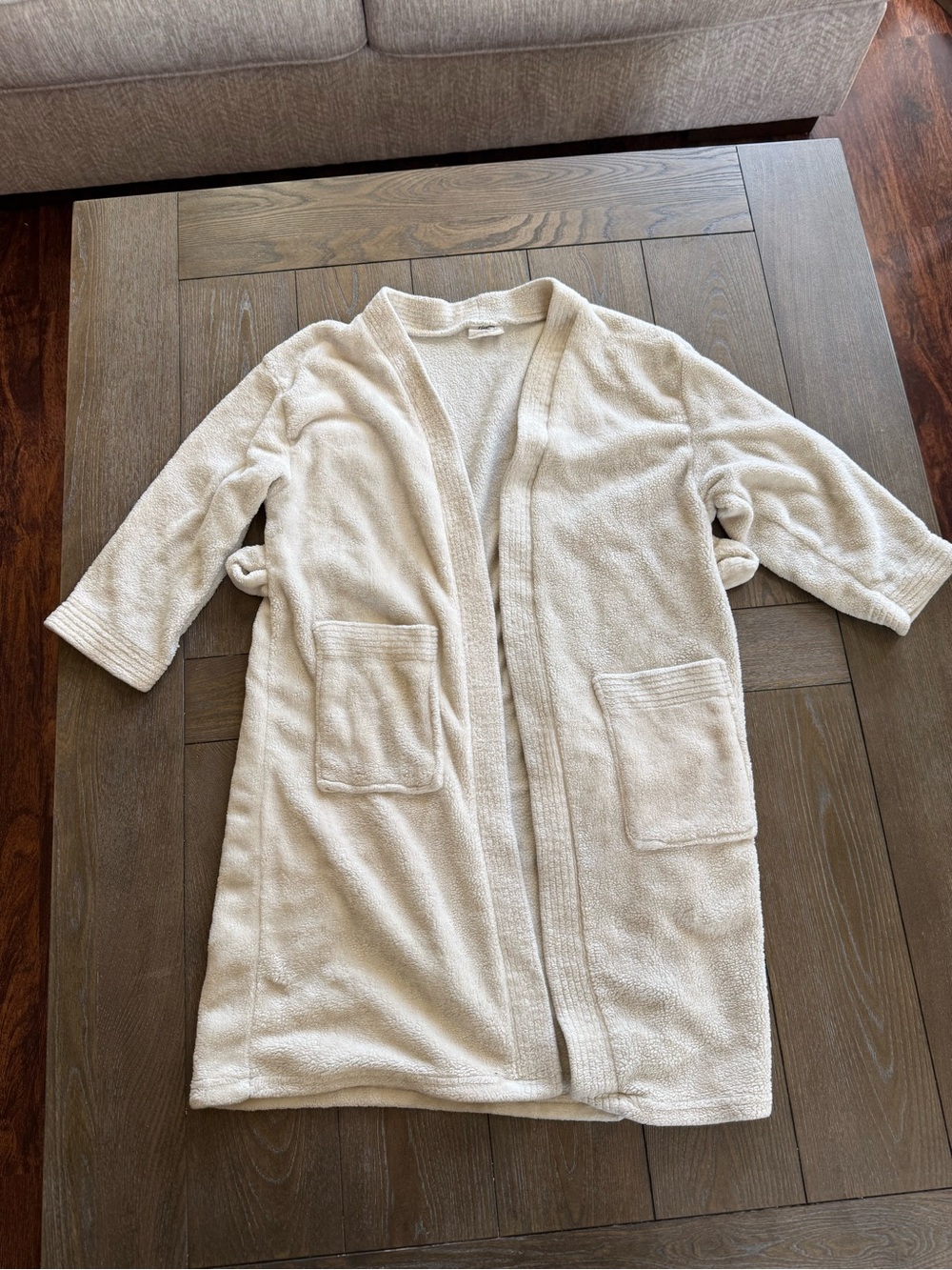 Cozy Cream Plush Robe with Patch Pockets